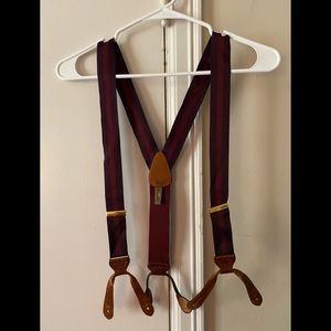 Burgundy Trafalgar center strip silk suspenders
